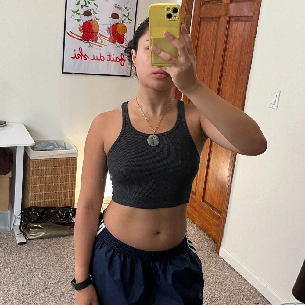 Grey square neck basic tank top from American Apparel